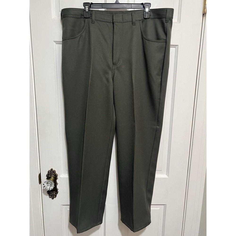 3 Pairs Of Mens Vintage Polyester Pants Green Black Blue 40M